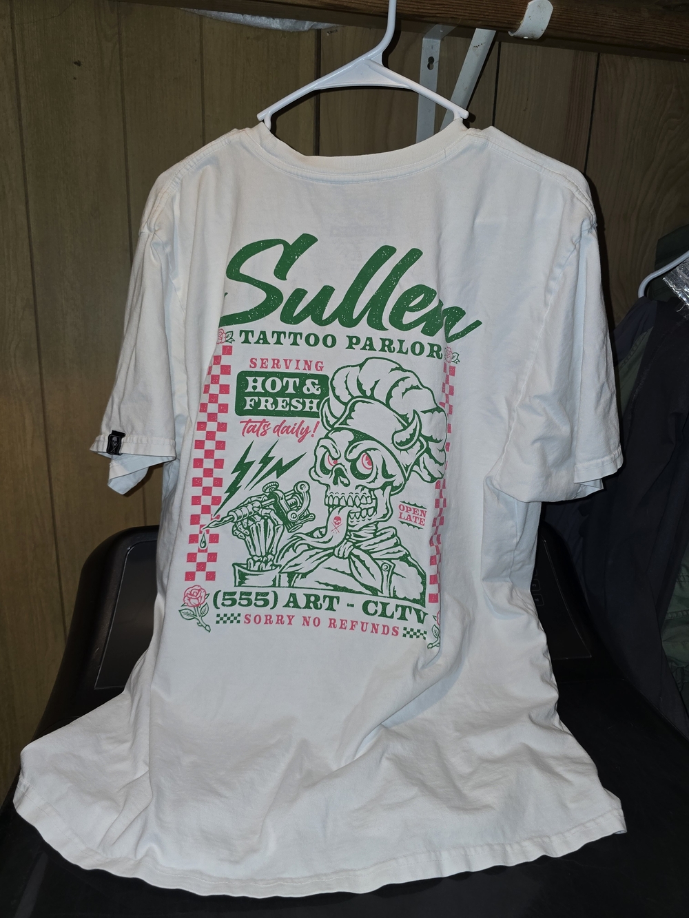 Sullen Tattoo Parlor Graphic Short Sleeve Tee - White/Green/Pink